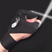 ハンディライト ライトグローブ 両手用 左右セット 釣り用品 手袋 穴あき 指ぬき LED 防水 伸縮性 面ファスナー アウトドア リチウム 夜釣り キャンプ