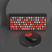 キーボード ワイヤレスキーボード マウス 2点セット 丸ボタン サークル かわいい おしゃれ wifi接続 PC パソコン windows iPad スマートフォン スマホ 乾電池式 スタイリッシュ リチウム
