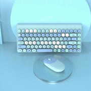 キーボード ワイヤレスキーボード マウス 2点セット 丸ボタン サークル かわいい おしゃれ wifi接続 PC パソコン windows iPad スマートフォン スマホ 乾電池式 スタイリッシュ リチウム