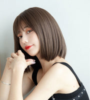 フルウィッグ かつら レディース ミディアムボブ ストレート 前髪あり 自然 コスプレ 仮装 ヘアアレンジ イメチェン ナチュラル