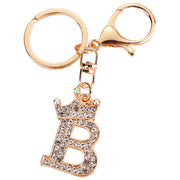 キーホルダー バッグチャーム アルファベット イニシャル キラキラ ラインストーン 王冠 クラウン キーチャーム キーリング キーチェーン 英字 文字 レター おしゃれ 可愛い かわいい ギフト プレゼント 贈り物 女性用 レディース 婦人 大人女子