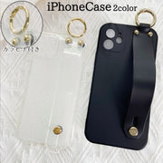 iPhoneケース iPhoneカバー スマホケース スマホカバー クリア 透明 リング 無地 単色 シンプル かわいい おしゃれ 落下防止 保護 キーリング付き バンド付き
