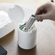 ワンタッチ式小物入れ ワンタッチ式収納ボックス 小物収納 収納用品 ワンプッシュ スクエア ラウンド 四角 丸 シンプル 無地 簡単 便利 分類 整理 片付け 文具 事務用品 綿棒 絆創膏 ビーズ 裁縫用品 白