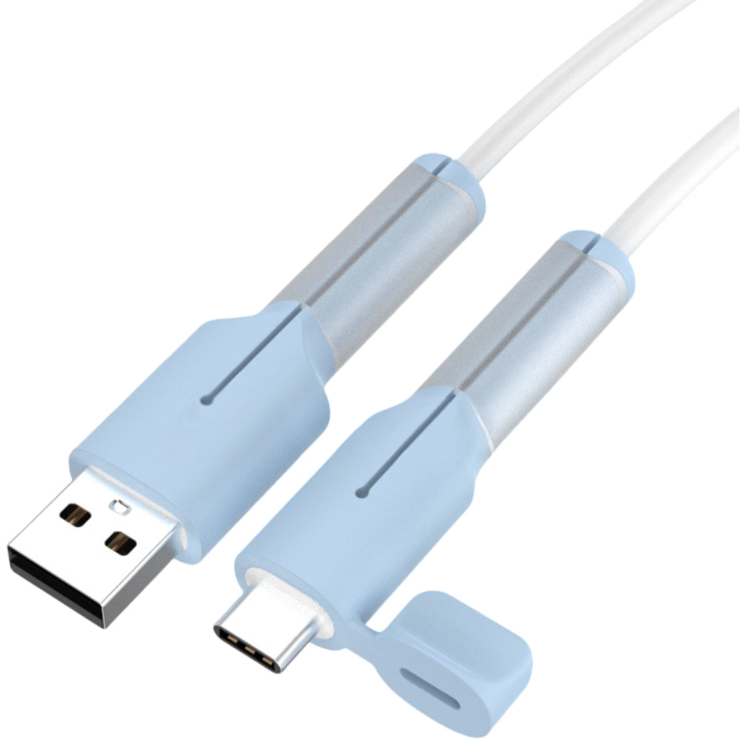 ケーブル保護カバー ケーブルプロテクター キャップ付き 断線防止 充電ケーブル用 iPhone ブルー バリエーション画像