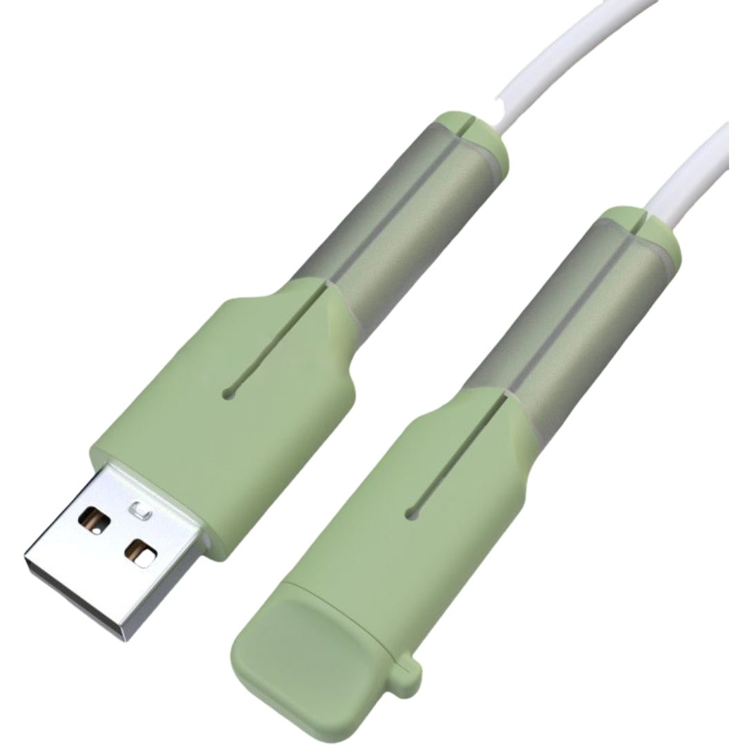 ケーブル保護カバー ケーブルプロテクター キャップ付き 断線防止 充電ケーブル用 iPhone 抹茶 バリエーション画像