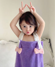 バスローブ キッズ ルームウェア ラップタオル ノースリーブ  ワンピース 女の子 タオル かわいい おしゃれ お嬢様 ピンク パープル