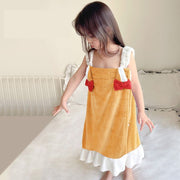 バスローブ キッズ ルームウェア ラップタオル ノースリーブ  ワンピース 女の子 タオル かわいい おしゃれ お嬢様 ピンク パープル