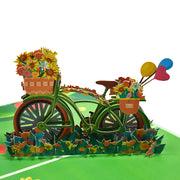 グリーティングカード メッセージカード 3D立体 ポップアップ 飛び出す 自転車 風船 花束 フラワー 感謝状 お祝い 誕生日