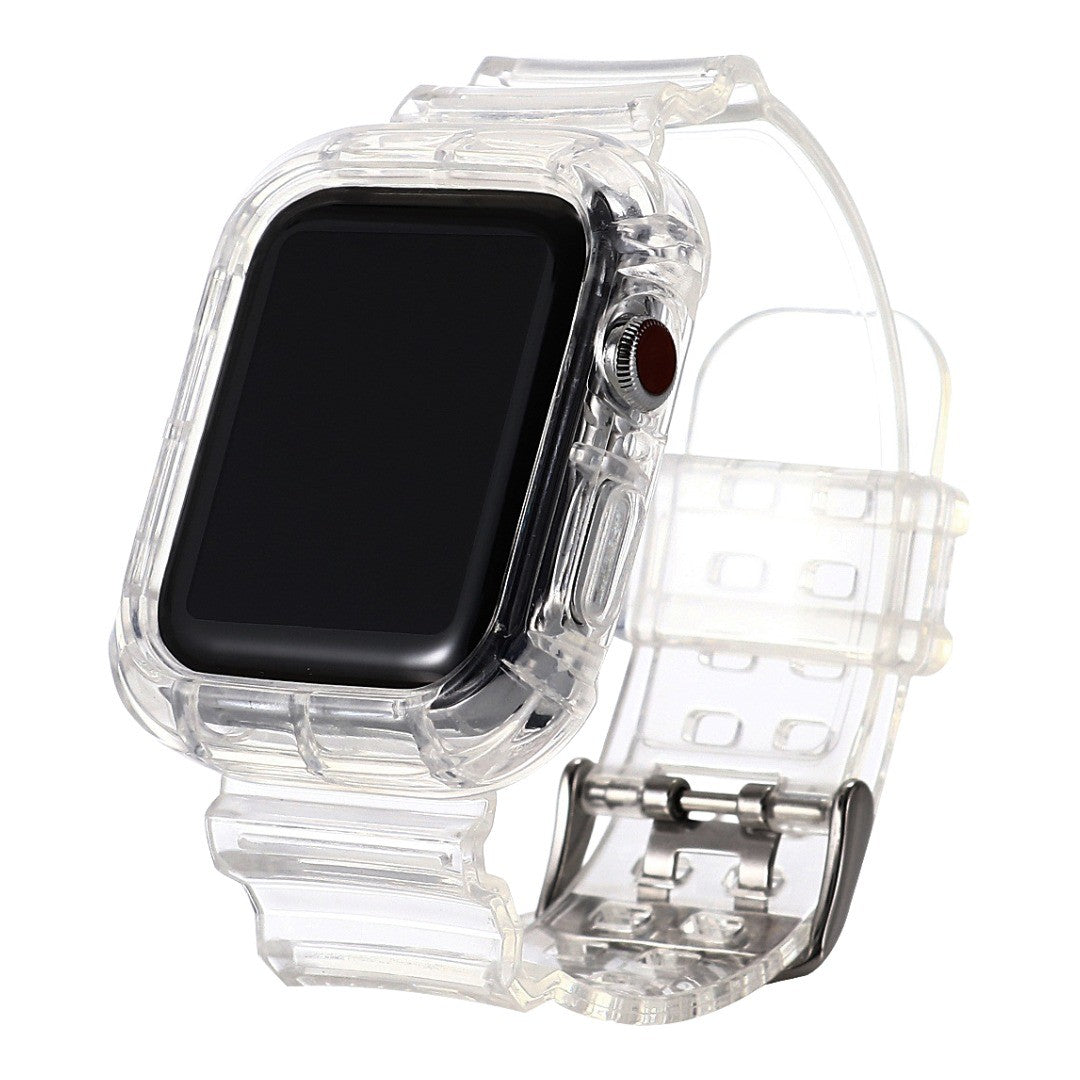 AppleWatchバンド アップルウォッチ用 ベルト ストラップ 付け替え はめ込み型 一体型 スケルトン 透明 クリア 保護