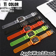 AppleWatchバンド アップルウォッチ用 ベルト ストラップ 付け替え はめ込み型 一体型 スケルトン 透明 クリア 保護