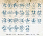 シーリングスタンプヘッド ヘッドのみ 付け替え用 交換用 文房具 レター用品 丸形 ラウンド イニシャル アルファベット 中世風 ゴールドカラー 花 フラワー リーフ 葉っぱ おしゃれ クール かっこいい かわいい キュート