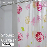 シャワーカーテン バスカーテン 180cm 浴室 お風呂 バスルーム ユニットバス 目隠し 間仕切り フラワー 花 蝶 プリント 総柄 おしゃれ