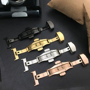 Dバックル バタフライバックル 尾錠 メンズ レディース 腕時計パーツ 金具 観音開き 両開き プッシュ式 レザーベルト用 交換用