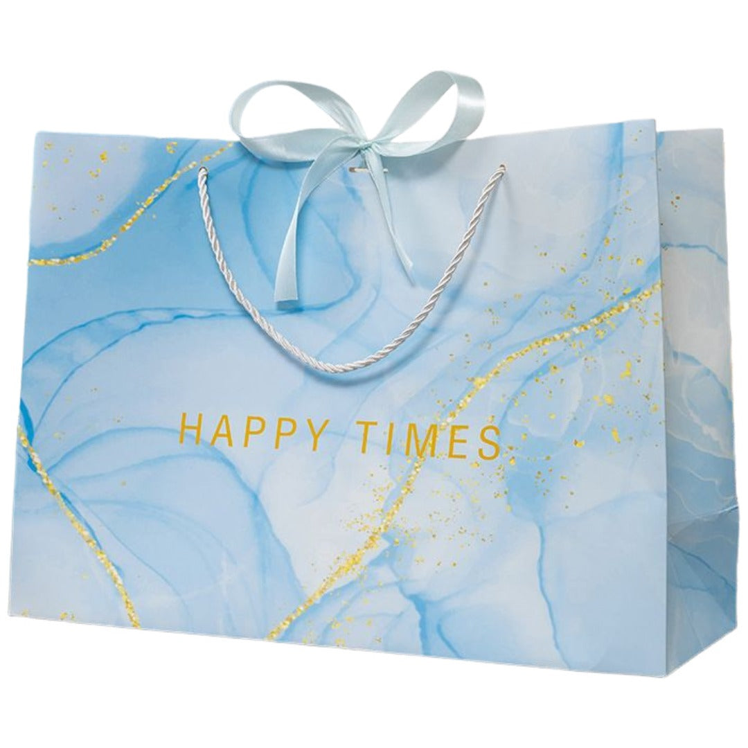 紙袋 3枚セット ペーパーバッグ ギフトバッグ 手提げ紙袋 ファッションバッグ ブルー×ウェーブ バリエーション画像