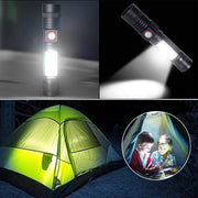 懐中電灯 フラッシュライト LED 充電式 マグネット付き USB充電 小型 コンパクト ポータブル 持ち運び 携帯 ハンディサイズ フック付き 黒 ぶら下げ ミニ 手のひらサイズ 便利 防災用 仕事用 工具 リチウム