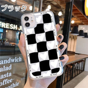 iPhoneケース iPhoneカバー スマホケース スマホカバー ハート チェック 市松模様 白黒 モノクロ 透明 クリア 透け感 スリム 落下 保護 傷防止 耐衝撃 衝撃吸収 スマートフォン アイフォン Apple アップル かわいい おしゃれ