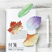 付箋 30枚 ふせん メモ帳 事務用品 紙製品 文具 ステーショナリー 葉っぱ イチョウ 紅葉 モミジ かわいい おしゃれ グリーン オフィス 学校