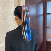 エクステ エクステンション ヘアゴム付き 三つ編み キッズ ジュニア 子供用 女の子 つけ毛 ヘアアレンジ 簡単装着 グラデーション イメチェン 可愛い おしゃれ コスプレ 女子 子ども用