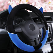 ハンドルカバー 自動車 車用 軽自動車 普通車 38cm O型 フランネル調 ふわふわ 小悪魔 デビル ミミ 耳付き かわいい かっこいい おしゃれ 気持ちいい 女性