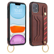 iPhone対応ケース スマホカバー 背面 ベルトバンド カード収納 カードホルダー スタンド機能 リング付き PU レザー調 背面保護 傷防止 落下防止 ポケット おしゃれ かっこいい 上品 シンプル 無地