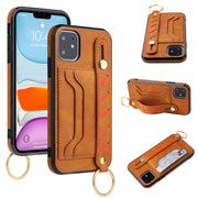 iPhone対応ケース スマホカバー 背面 ベルトバンド カード収納 カードホルダー スタンド機能 リング付き PU レザー調 背面保護 傷防止 落下防止 ポケット おしゃれ かっこいい 上品 シンプル 無地