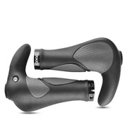 ハンドルグリップ エルゴグリップ 内径22.2mm 1ペア 自転車パーツ マウンテンバイク ゴム 滑り止め バーエンドバー 牛角 取り付け簡単 交換 握りやすい フラットバー用 2本セット ブラック 黒 サイクリング クロスバイク 通勤 通学