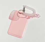 パスケース IDカードホルダー トレカホルダー IDカードケース 横型 縦型 レディース 女性用 スプリングストラップ ハート 推し活 オタ活 カード入れ 定期入れ コンサート ライブ 通学 通勤 可愛い おしゃれ