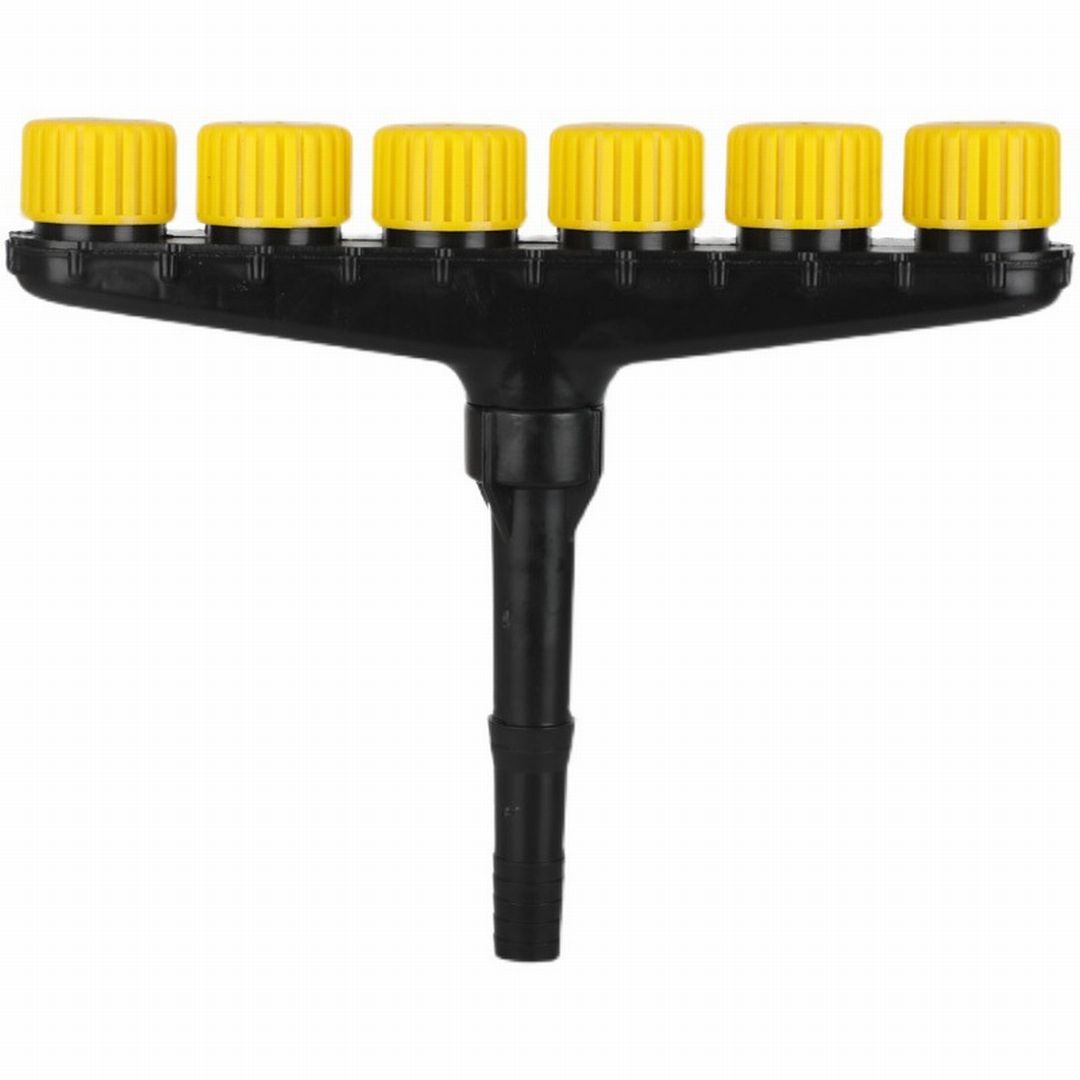 散水用ノズル 水やり ミストホース 噴霧ノズル スプレー ミスト ガーデニング用品 ６穴 野菜 苗 農業 園芸 散水機 広範囲 家庭菜園 散水 霧化 便利グッズ ノズルのみ ヘッドのみ 水量調節可 取り付け簡単 黒 黄