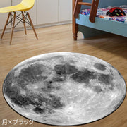 ラグマット カーペット 円形 丸型 ラグ マット ラウンド 地球 月 火星 宇宙 銀河 直径120cm 絨毯 インテリア雑貨 インテリア小物 リビング 玄関 子ども部屋 寝室 おしゃれ かわいい カジュアル 個性的 青 白 赤 黒
