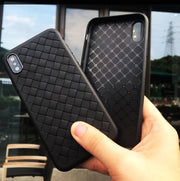 iPhone用カバー iPhone用ケース ソフトシェル スマホカバー スマートフォンケース 編み込みデザイン 保護ケース 保護カバー 背面保護 アイフォン用 傷防止 シンプル おしゃれ ソリッドカラー アイホン用 スマートホン 上品 エレガント