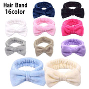 ヘアバンド ヘッドバンド バス用品 洗顔用品 リボン 大きめ 幅広 ふわふわ もこもこ 無地 単色 可愛い おしゃれ カラバリ豊富