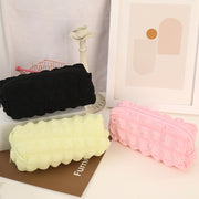 ペンケース 筆箱 筆入れ 文房具ケース ファスナー 無地 小物入れ ポコポコ 可愛い おしゃれ 多目的 収納 整理 便利 通学 通勤 学生 子供用 大人用 白 黒 黄色 紫 ピンク ベージュ