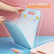 ファイルケース バインダーファイルバッグ 文具 バインダー 書類ケース クリアファイル A4サイズ タテ型 縦型 アコーディオン型 じゃばら型 持ち手付き パステルカラー 無地 書類収納