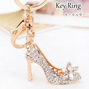 キーホルダー キーリング レディース 女性 ファッション雑貨 ファッション小物 アクセサリー カニカン 二重リング 回転カン チャーム付き ハイヒール型 シューズ型 ラインストーン ゴールドカラー 可愛い キュート フェミニン ガーリー キラキラ おしゃれ