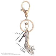 キーホルダー キーリング レディース 女性 ファッション雑貨 ファッション小物 アクセサリー カニカン 二重リング 回転カン チャーム付き ハイヒール型 シューズ型 ラインストーン ゴールドカラー 可愛い キュート フェミニン ガーリー キラキラ おしゃれ