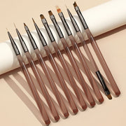 ネイルアートブラシ 単品 1本 ネイルブラシ ジェルネイルブラシ ネイル筆 セルフネイル 細ブラシ 平ブラシ マニキュア ネイル用品 ふで ネイル道具 コスメ用品