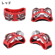 フットタンバリン 打楽器 フットパーカッション 足用タンバリン パーカッション 楽器 ゴムバンド ゴム留め 半円 靴 シンプル 青 赤 黒 緑