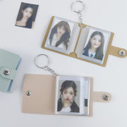 ミニフォトアルバム キーホルダー フォトホルダー 写真入れ フォトキーホルダー 16枚収納 推し活グッズ ミニサイズ コンパクト スナップボタン キーリング かわいい キュート シンプル 持ち歩き