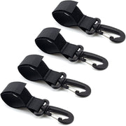 ベビーカー用フック 4個セット 手荷物ホルダー 荷物掛けフック バッグホルダー ベビーカー用吊り下げクリップ カラビナ マジック テープ シンプル ベビーグッズ ベビーカーグッズ 便利グッズ おでかけ 買い物