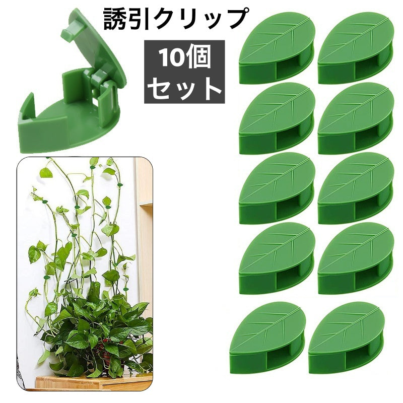 誘引クリップ 10個セット 園芸クリップ 固定クリップ 壁掛け 両面テープ リーフ型 農業 園芸 ガーデニング 接木 結束 バンド 固定 つる 花 野菜 便利 お洒落 可愛い インテリア 観葉植物 室内 屋内 壁貼り付け