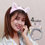 ヘアバンド タオル地 ヘアターバン タオルキャップ ヘッドバンド 吸水 猫耳 ネコ バスグッズ バス用品 洗顔用品 お風呂 かわいい 可愛い
