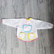 お食事エプロン 長袖スモック ベビー キッズ 赤ちゃん エプロン プレイウェア 子供 防水 よだれかけ お絵かき スタイ ビブ ポケット 無地 シンプル