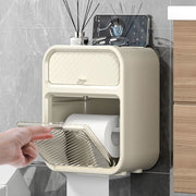 トイレットペーパーホルダー ティッシュ ボックス ケース ラック 粘着テープ 貼り付け 小物置き 小物入れ 透明窓 壁面 収納 工具 工事 穴あけ 不要 トイレ用品 洗面所 スタイリッシュ おしゃれ