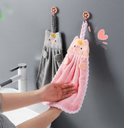 ループ付きタオル 子供用 キッズ ベビー ハンドタオル ブタ 王冠 紐付き お手拭き 吊り下げ 手洗い 布巾 ふきん アニマル フェイス かわいい キッチン用品