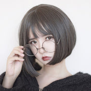 フルウィッグ ボブ レディース ミディアム ストレート かつら 前髪あり イメチェン コスプレ 仮装 カツラ ブラウン ブラック グレー おしゃれ イメージチェンジ ぱっつん前髪