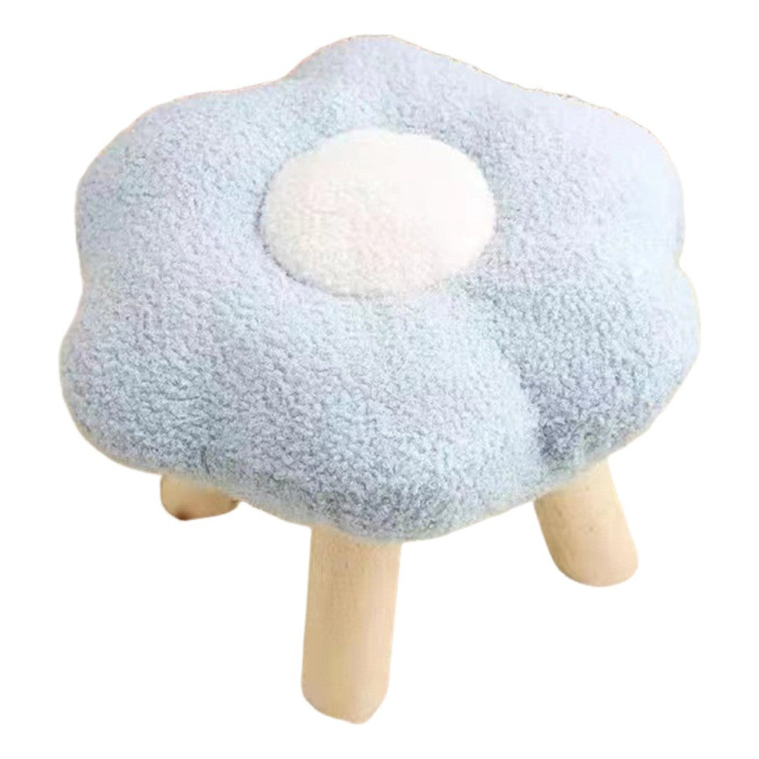 スツール 椅子 イス チェア 花 木脚 背もたれなし 円形 低い 低め 小さめ ミニ 小型 コンパクト 起毛 ふさふさ 暖かい 子供部屋 フラワー かわいい