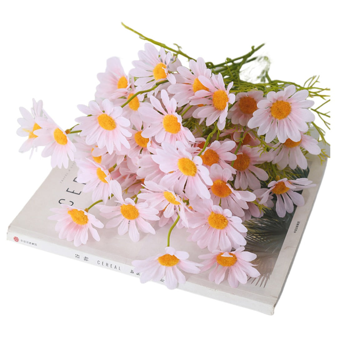 造花 フェイクフラワー 同色2本セット 53cm 花 1束5輪 フラワー デイジー カモミール 枯れない 人工観葉植物 装飾 飾り インテリア リビング 玄関 お洒落 可愛い ナチュラル 結婚式 ウェルカムボード 記念日 店内装飾
