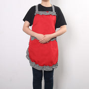エプロン レディース リボン チェック フリル ポケット 家事 キッチン カフェ ネイルショップ 美容室 防汚 料理 かわいい おしゃれ