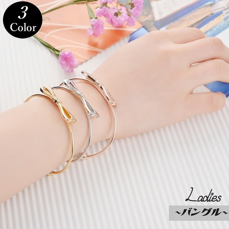バングル ブレスレット レディース アクセサリー ジュエリー 女性 細め リボン ファッション 小物 サイズ調整 おしゃれ かわいい ギフト プレゼント 贈り物