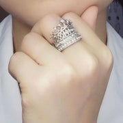 指輪 王冠モチーフ デザインリング ツーピース リング レディース アクセサリー ジュエリー シルバーカラー ゴールドカラー 王冠 クラウン ラインストーン ビジュー カジュアル